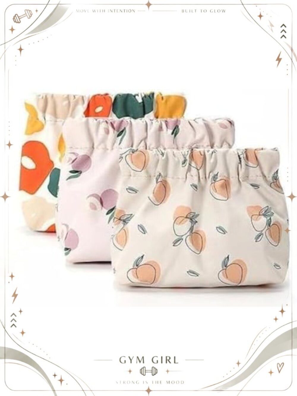 3pcs PU Leather Cosmetic Bags Squeeze Top Waterproof Mini Makeup Pouch No Zipper